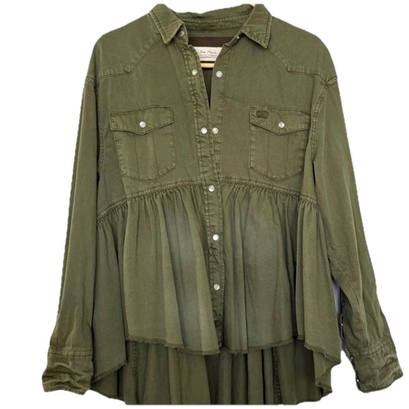 We The Free Tops - We The Free Dylan High Low Peplum Snap Top Shacket XS Oversized Worn Twice